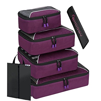 6 Set Packing Cubes, Travel Luggage Packing Organizers ,Shoes Bag with Laundry Bag (purple) …
