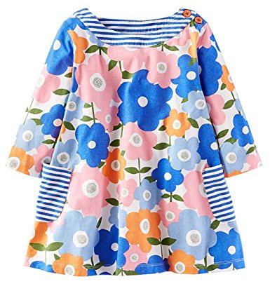 Girls Cotton Longsleeve Pocket Dresses Special Occasion Cartoon Print by Fiream