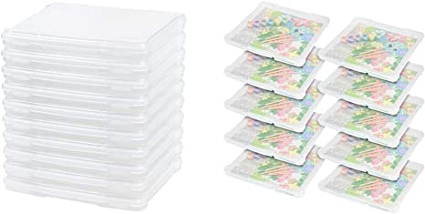 IRIS USA, Inc. IRIS Slim Portable Project Case, 10 Pack, Clear (586390) & USA 10-Piece Portable Project Case to Hold 12 by 12 Paper, Clear