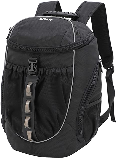 MIER Leakproof Backpack Cooler Men Women Insulated Backpack with Cooler Compartment for Lunch, Hiking, Beach, Picnic, Travel, Work, Multiple Pockets, 20 Can, Black