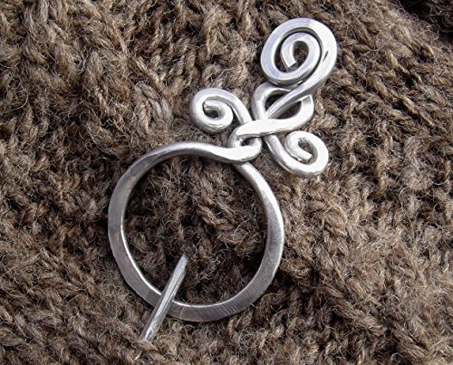 Circle With A Twist Shawl Pin, Aluminum Sweater Brooch, Scarf Pin Handmade in Oregon Knitters Gift