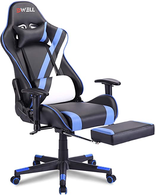 EDWELL Gaming Chair,Office Chair with Footrest,High Back Computer Chair,Adjustable Desk Chair with Headrest and Lumbar Support,PU Leather Executive Chair for Adults Women Men,Ergonomic Design,300 lbs Weight Capacity