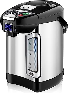 NutriChef Digital Water Boiler and Warmer - 4L/4.23 Qt Stainless Electric Hot Water Dispenser w/ LCD Display, Rotating Base, Keep Warm, Auto Shut Off, Safety Lock, Instant Heating for Coffee & Tea