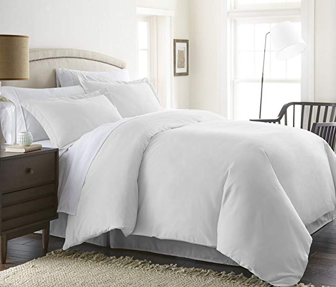 1000 Thread Count Duvet Cover With Zipper & Corner Ties 100% Egyptian Cotton Luxurious & Hypoallergenic ( Queen/Full, White ) by BED ALTER