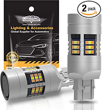 LIGHSTA CANBUS Anti Hyper Flash 7443 7444 T20 992 7444NA Switchback LED Bulbs Dual Color for Amber Yellow Turn Signal, White Daytime Running Parking Lights, No Load Resistor Needed(Pack of 2)