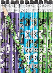 Fun Express Gamer Pencils - Set of 24 Video Game Pencils - Party Favors and Teacher Handouts - 24 Pieces