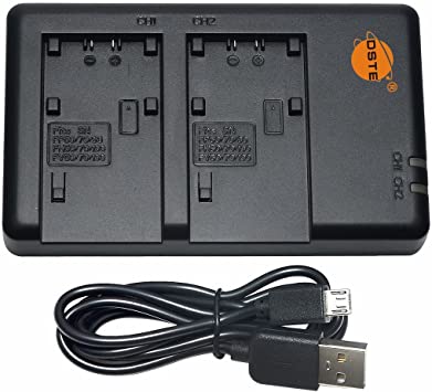 DSTE Fast Charging USB Dual battery Charger Compatible for Sony NP-FP50 NP-FP51 NP-FP70 NP-FP90 NP-FH50 NP-FH100 NP-FV50 NP-FV70 NP-FV100 Battery