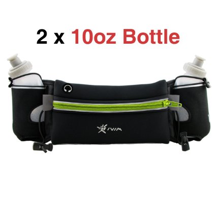 Hydration Belt for Runners with Water Bottles (2 x BPA-free 10oz) /Running Fuel Belt/Runners Waist Pack Fits iPhone6, 6s Plus