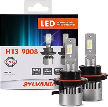 Sylvania H13 LED Powersport Headlight Bulbs for Off-Road Use or Fog Lights - 2 Pack