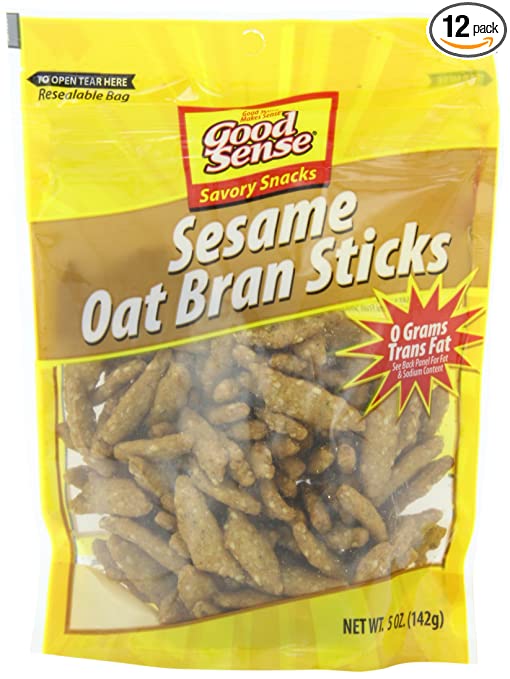 Good Sense Savory Snacks, Sesame Oat Bran Sticks, 5-Ounce Bags (Pack of 12)
