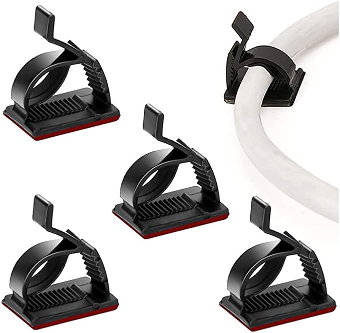 SOULWIT 50Pcs Adjustable Cable Management Clips, Adhesive Cable Organizers Sticky Wire Clips Cord Holder for TV PC Ethernet Cable Under Desk Wall Home Office