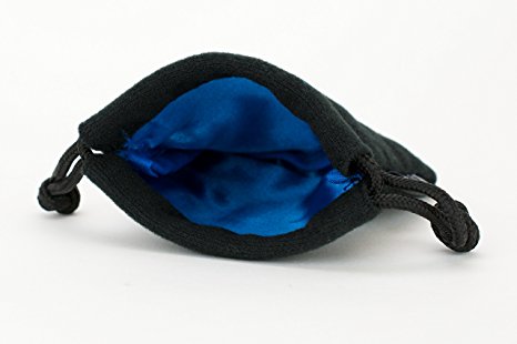Easy Roller Dice Small Velvet Double Stitched Snag-Proof Satin Lining Dice Bag, Holds upto 21 Dice, Blue Interior with Black Exterior, 3.75-Inch-by-4-Inch