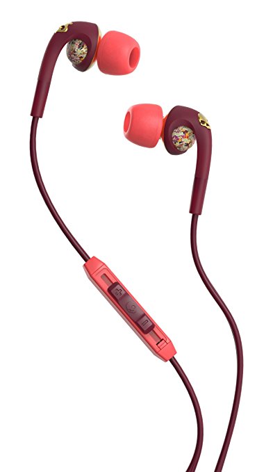 Skullcandy S2FXGM-432 Bombshell Women's In-Ear Headphones with Earbud, Mic & Remote, Floral/Burgundy/Rose Gold