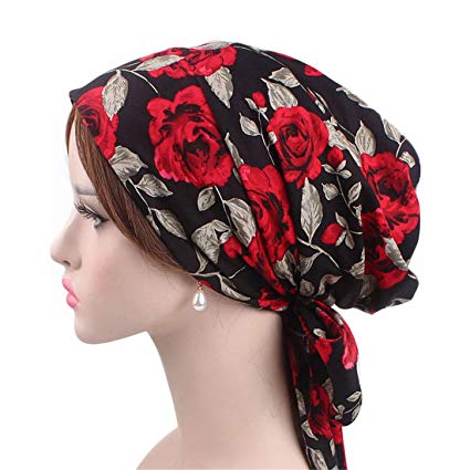 Vintage Women Cotton Head Scarf Chemo Cap Bowknot Turban Head wrap