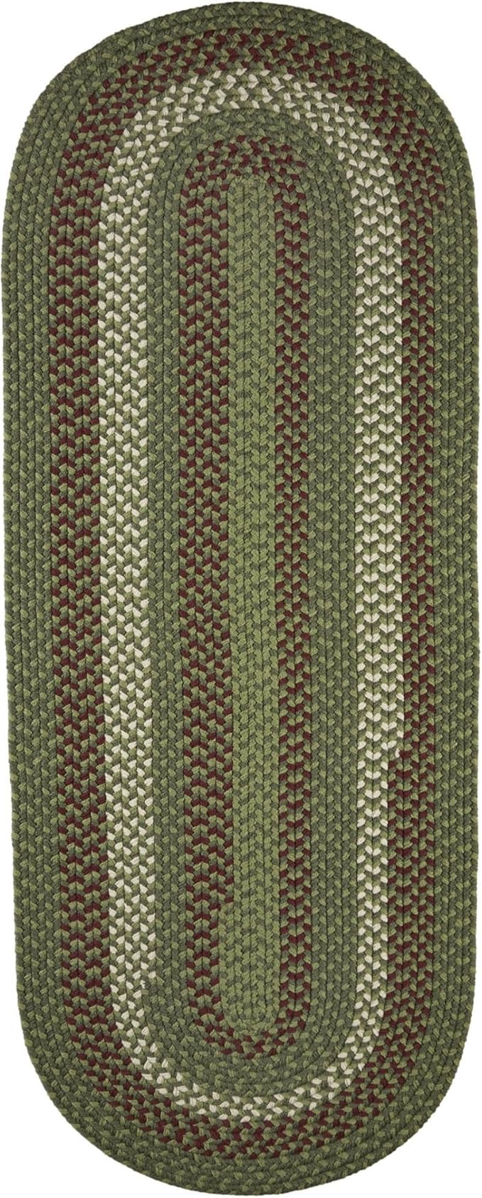 Super Area Rugs Homespun Braided Rug Indoor Outdoor Rug Textured Durable Patio Deck Carpet, Red & Green, 2' X 4' Runner