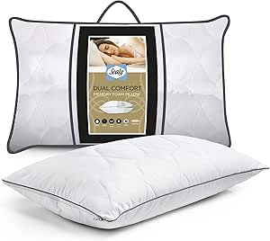 Sealy Dual Comfort Memory Foam Pillow - Reversible Firm and Soft Memory Foam Bed Pillow for Side and Back Sleepers - Hypoallergenic, Cotton White 551229GE (Packaging may vary)