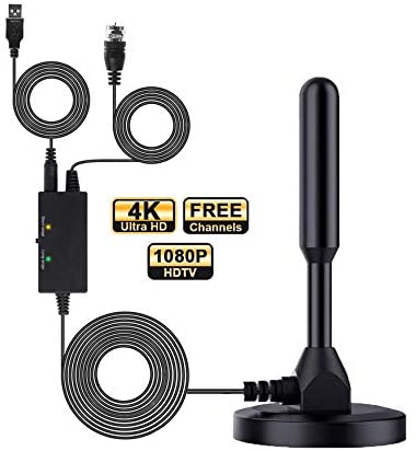 [2021 Edition] Digital Amplified TV Antenna - Best Indoor TV Antennas for HDTV Smart and Older TV’s, Support Full HD, 4k — 25-100 Miles Range Powerful Signal Booster Amplifier, 9.8 Ft Coax Cable