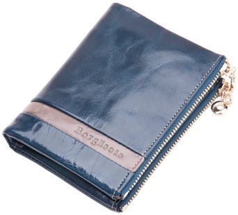 Borgasets Women's Leather Zipper Wallet Coin Purse