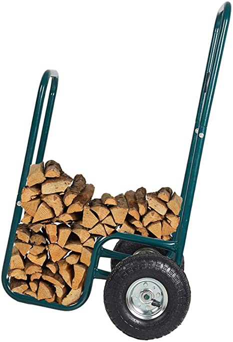 LUCKYERMORE Firewood Log Rack Carrier Cart-220 LB Weight Capacity Wood Rack Storage Mover with Rolling Wheel for Indoor & Outdoor Use