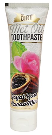 The Dirt Natural Organic Fluoride Free Toothpaste with MCT Coconut Oil (72g) Royal Rose Cacao Mint