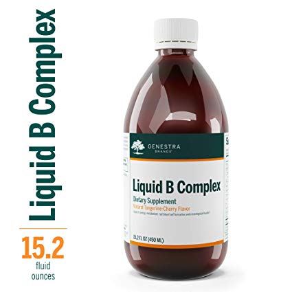 Genestra Brands - Liquid B Complex - Broad Spectrum B-Vitamin Complex to Support Energy Metabolism, Red Blood Cell Formation, and Neurological Health* - Natural Tangerine-Cherry Flavor - 15.2 fl oz