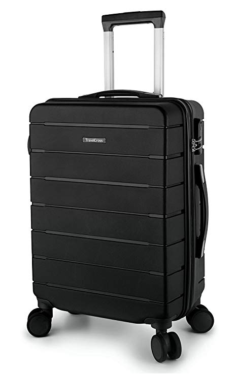 TravelCross Vermont Premium 20'' Carry On Ultra-Resistant Lightweight Spinner Luggage - Black