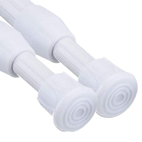 AIZESI 2PCS Tension Rod Samll Curtain Rod 16 to 28inch (White-2pcs)