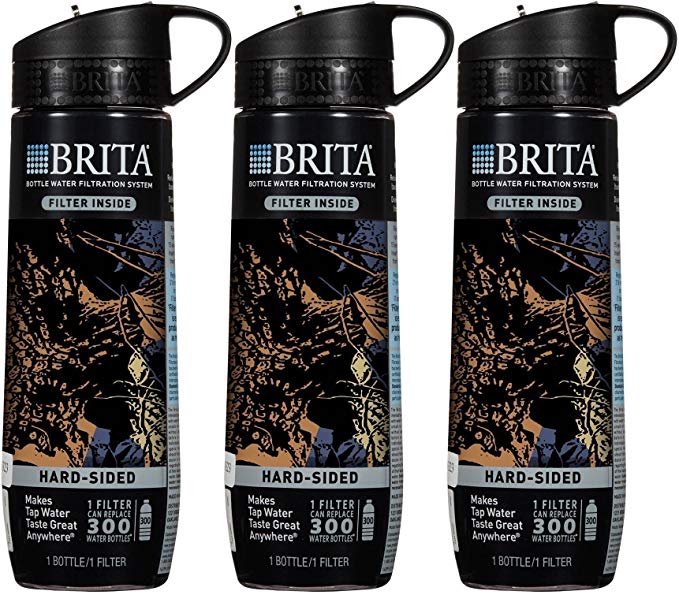 Brita Black Camo Hard Sided Water Bottle With Filter 23.7 Ounce (Pack of 3)