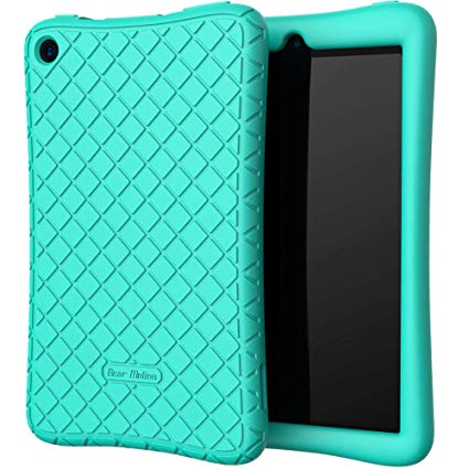 Bear Motion Silicone Case for All-New Fire 7 Tablet - Anti Slip Shockproof Light Weight Kids Friendly Protective Case for Fire 7 (ONLY for 9th Generation 2019 Model) - Green