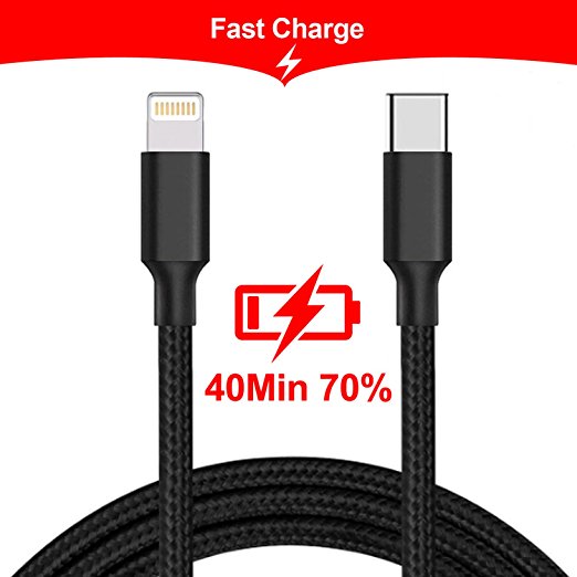 Fast Charging USB C to Lightning Cable,3.3FT / 1M Aioffer Power Delivery(PD) USB C to Lightning Quick Charging Cord for iPhone X, iPhone 8/8Plus Connect to Macbook/chromebook,type c to lightning cable,iphone cable