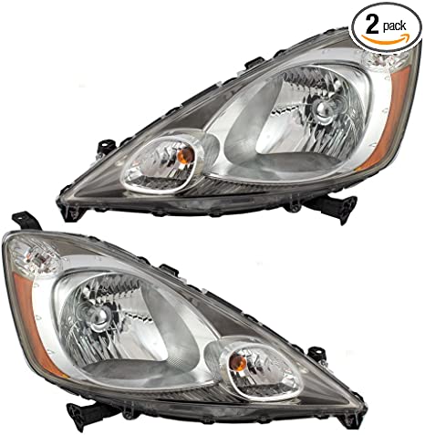 Driver and Passenger Headlights with Chrome Bezels Replacement for Honda 33150TK6A11 33100TK6A11