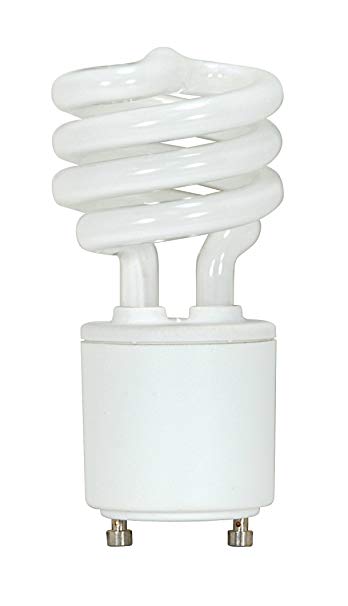 Satco S8201 9 Watt (40 Watt) 500 Lumens Mini Spiral CFL Soft White 2700K GU24 Base Light Bulb