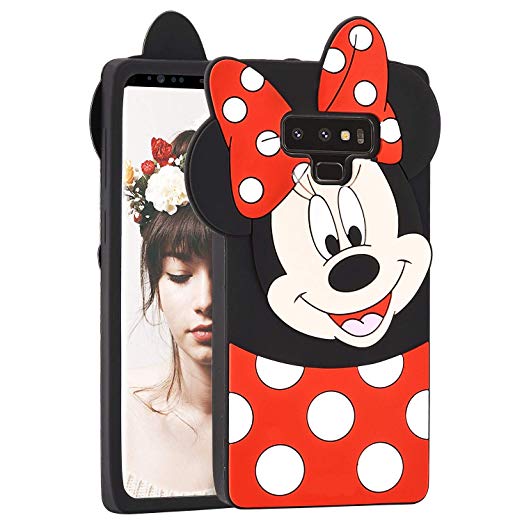 Allsky Case for Samsung Galaxy Note 9,Cartoon Soft Silicone Cute 3D Fun Cool Cover,Kawaii Unique Kids Girls Teens Animal Character Rubber Skin Shockproof Funny Cases for Galaxy Note9 Minnie Mouse
