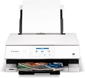 Canon PIXMA TS8820 Wireless 3-In-1 Home Printer with One Sheet Multipurpose Tray, 6 Individual Inks System, and 4.3-Inch Color LCD Touchscreen (White)