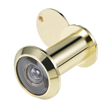 uxcell Door Viewer, Solid Brass 220-degree Door Viewer Peephole with Cover for 35mm-60mm Doors, Polished Gold Finish