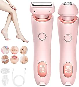 Modira Shaver, Modira Mermaid Shaver, Electric Razors for Women, 2 in 1 Double Head Portable Electric Shaver Razors, Modira Razor, Ipx7 Waterproof Wet & Dry, for Armpit,Private Parts,Legs,Arms (Pink)