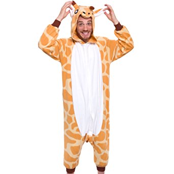 Silver Lilly Unisex Adult Pajamas - Plush One Piece Cosplay Giraffe Animal Costume