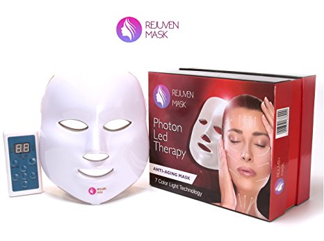 Rejuven Mask LED Light Therapy Mask Includes FREE bottle of Argan Oil for Anti-aging, Brightening, Improve Wrinkles. Tightening and Smoother Skin