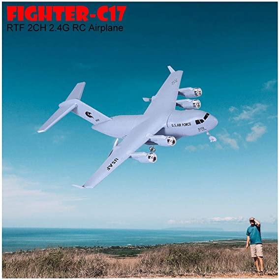 Remote Control Plane | Rc Aircraft for Adults and Kids Ready to Fly Airplane | C-17 2.4GHz 2CH 3-Axis Electric 2 Channel RTF Controlled Planes