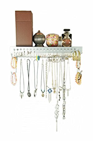 Mango Steam Wall-mounted Jewelry Organizer Shelf (17 Inch, Silver)
