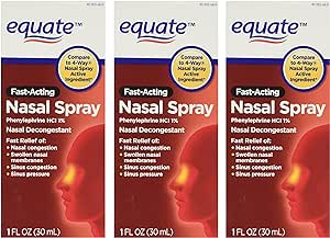 Equate 4-Way Nasal Spray 3-Pack Phenylephrine HCl - 1 fl oz each