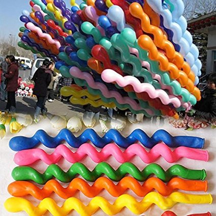 50 x Helium Latex Spiral Balloons Birthday Festival Party Decoration Mix Colors