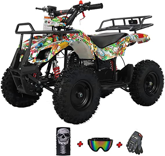 X-PRO ATV 4 Wheelers 40cc ATV Quads Quad with Gloves, Goggle and Face Mask (Cartoons)