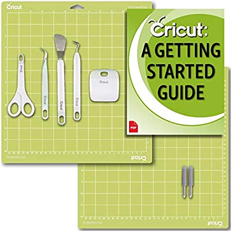 Cricut Blades 2 Pack, Beginner Guide, Basic Tools Set 5 Pack and 12x12 Cutting Mat Bundle