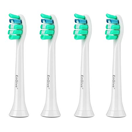Engive Replacement Toothbrush Heads Electric Toothbrush Heads with Tooth brush Cover for Philips Sonicare Plaque Control Gum Health Diamondclean Flexcare Healthy White Sonicare 3 6 9 series - 4 Pack