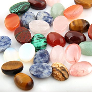 Mutilcolor 12pcs 10x14mm Oval Teardrop Random Color CAB Cabochon Beads Crystal Quartz Stone Wholesale for Jewelry Making(No Holes)
