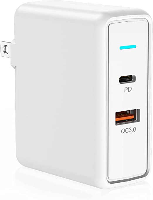 USB C Wall Charger, GARMESE 36W Dual Port USB c and USB Wall Charger, QC3.0 Type C Charge Block PD Charger for iPhone, iPad, SE, Apple Watch, Samsung, iwatch, AirPods Pro Max (White)