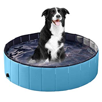 Yaheetech Foldable Pet Bath Pool Collapsible Large Dog Pet Pool Bathing Swimming Tub Kiddie Pool for Dogs Cats and Kids, Blue/Red