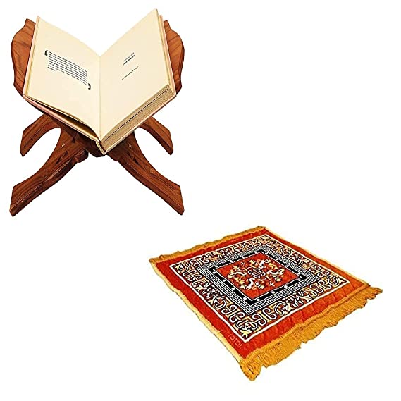Online Quality Store Holy Book Stand   Aasan Combo (Brown,Size = 2X2 Foot,Multi Colour, Size = 12 inches)