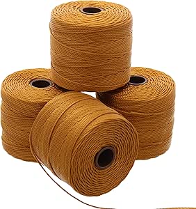 The Beadsmith S-Lon #18 Cord - Gold Color - Tube of 4 spools - 77 Yards - Ideal for Stringing Beading Crochet and Micro-Macrame Jewelry- Compatible with Kumihimo Projects